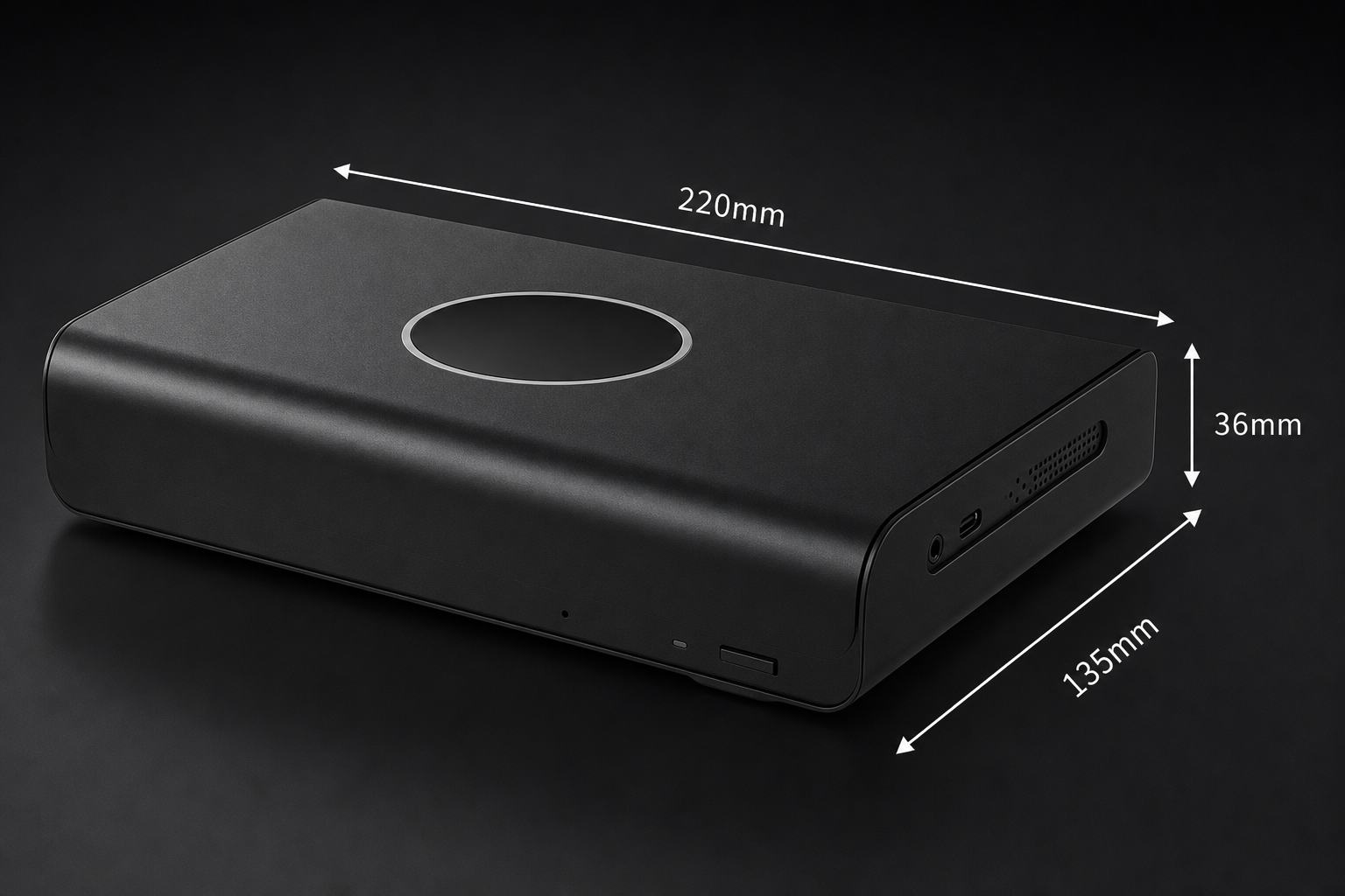 MDT AllImmerse 三维尺寸示意：220mm × 135mm × 36mm